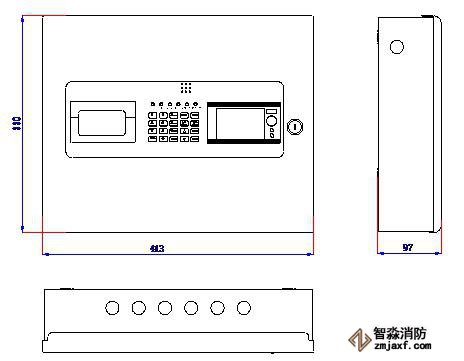 海灣可燃?xì)怏w報(bào)警控制器/主機(jī)JB-KR-GST004外形尺寸圖 海灣可燃?xì)怏w報(bào)警控制器/主機(jī)JB-KR-GST004外形尺寸圖
